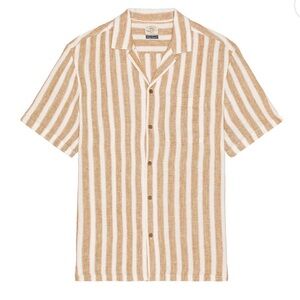 Faherty Palma Linen Camp Shirt in “Sienna Valley Stripe”
